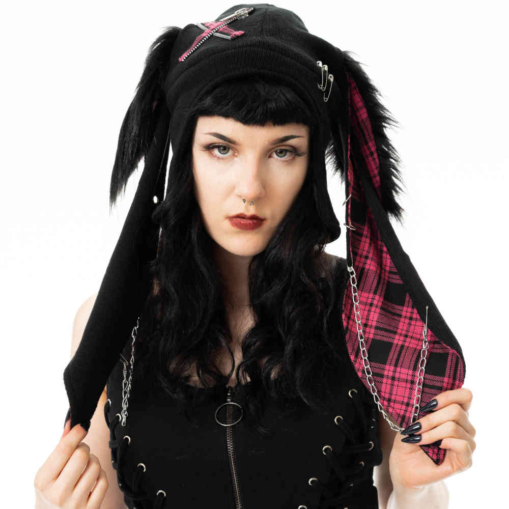 Cupcake Cult - Bonnie Chapeau d'hiver - Noir/Rose